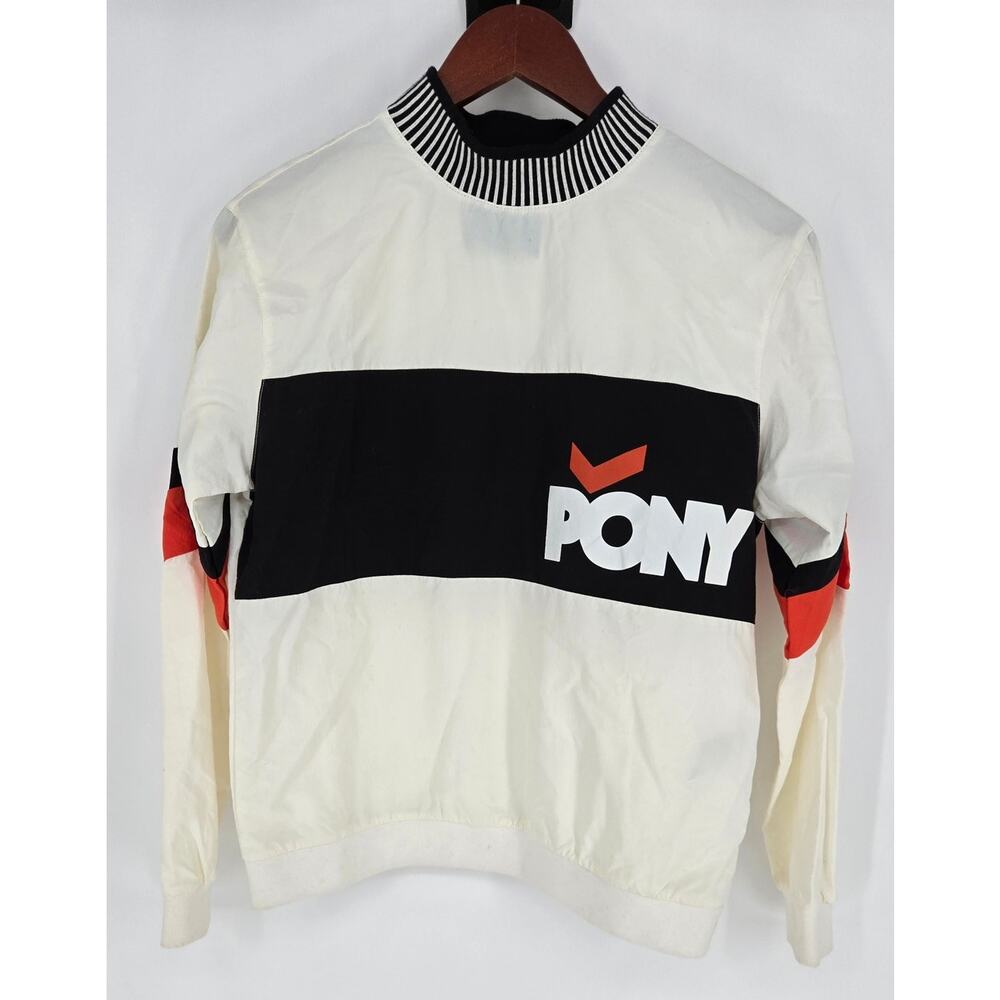 Forever 21 X Pony White Pullover Windbreaker Mock Neck Men's S
